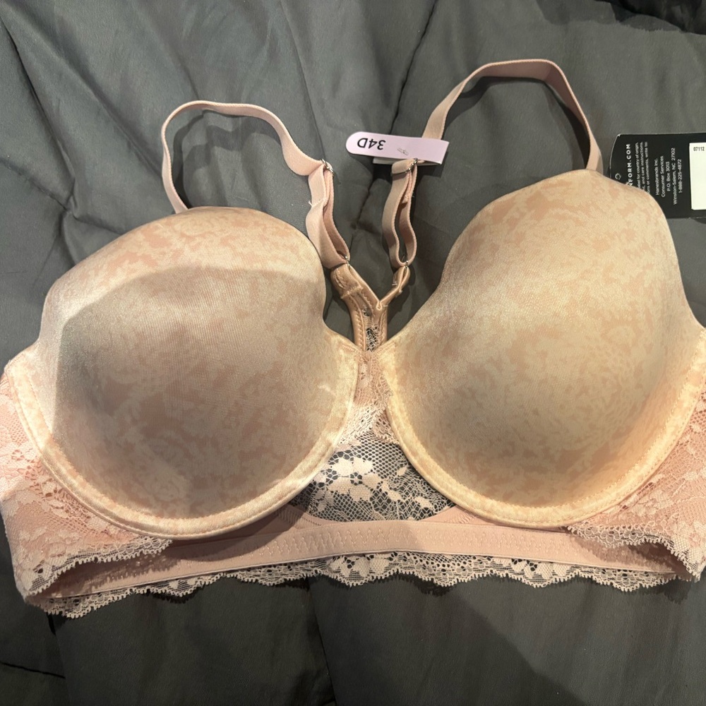 Lace Trimmed Pink Bra 34D